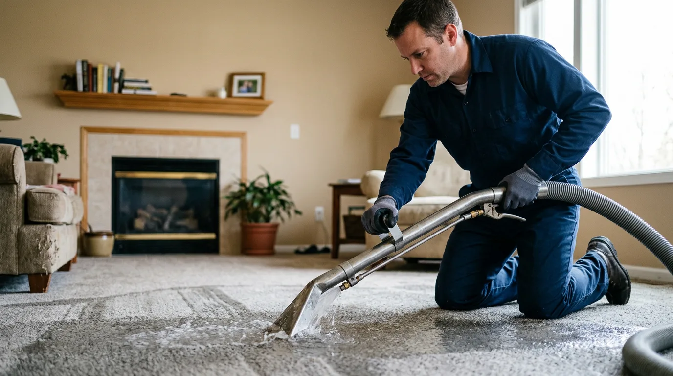 Water damage restoration technician working near Oakwood, VA